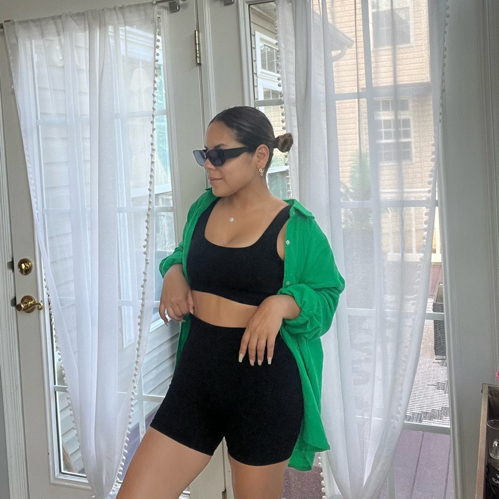 Green summer button down